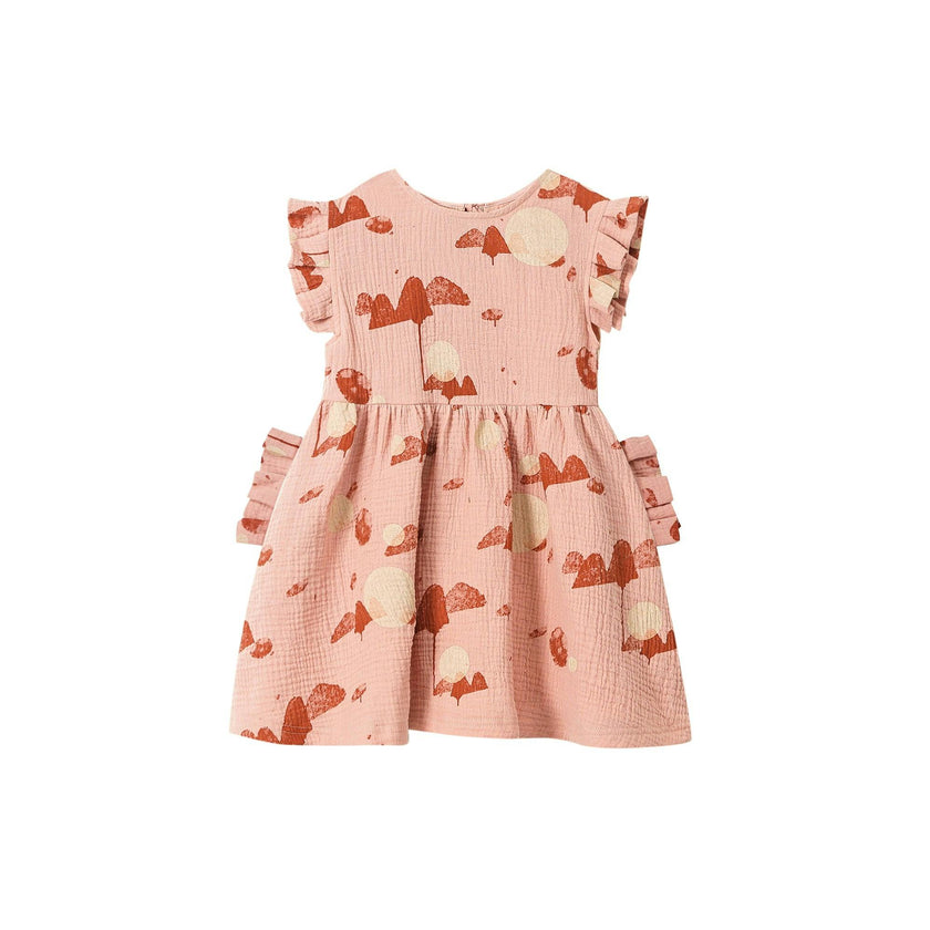Girls Fit-N-Flare Box Pleats Sleeve Pocket Dress
