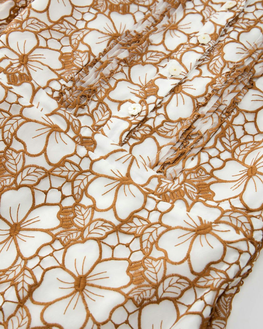 Chelsea Cotton Embroidered Dress, Tan