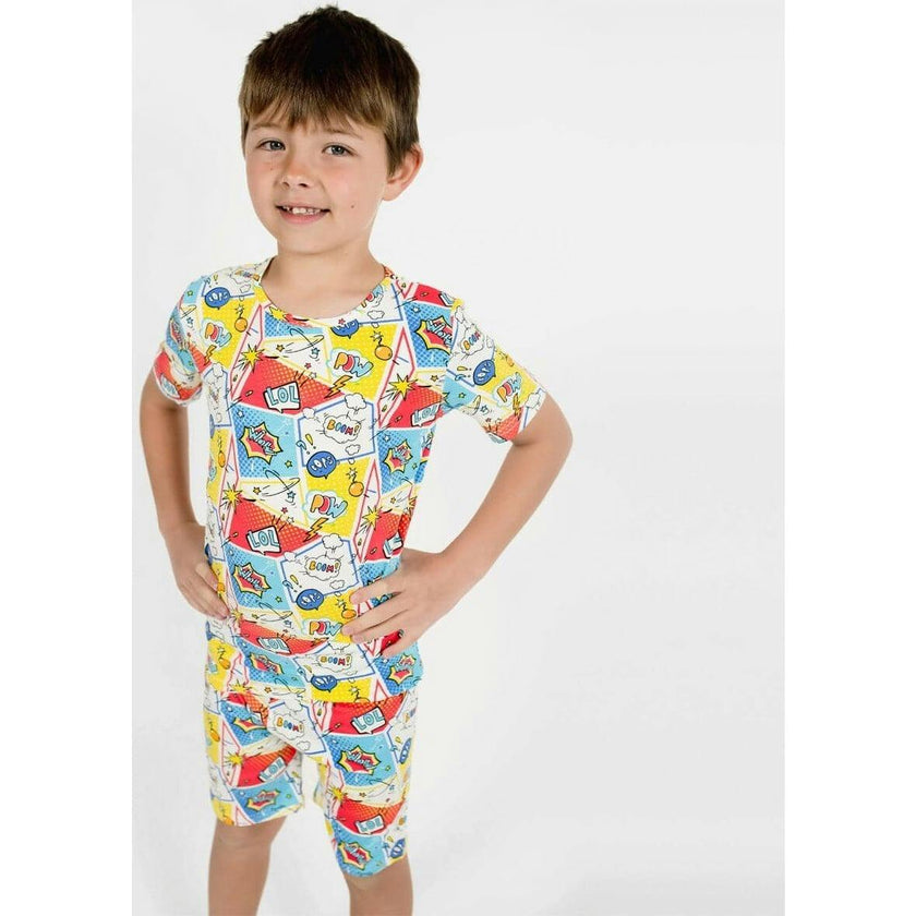Comic Hero Bamboo Kids Pajama Short Set