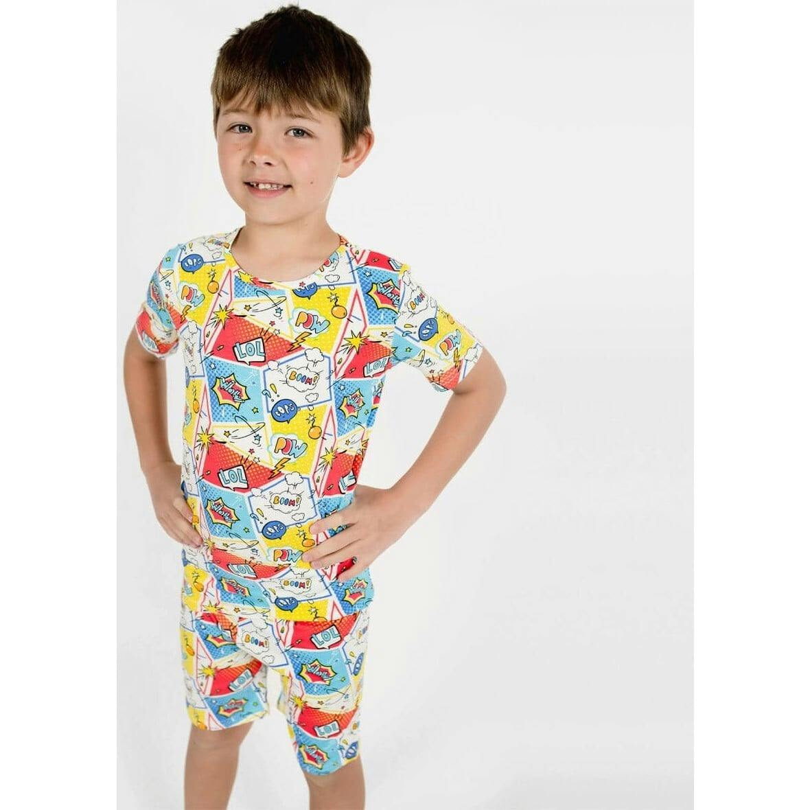 Comic Hero Bamboo Kids Pajama Short Set