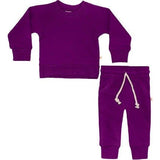 Crewneck Jersey Sweatshirt Sweatpant 2pc Sweatsuit Purple