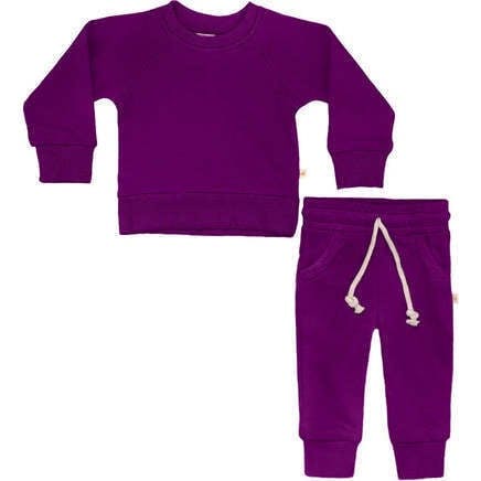 Crewneck Jersey Sweatshirt Sweatpant 2pc Sweatsuit Purple