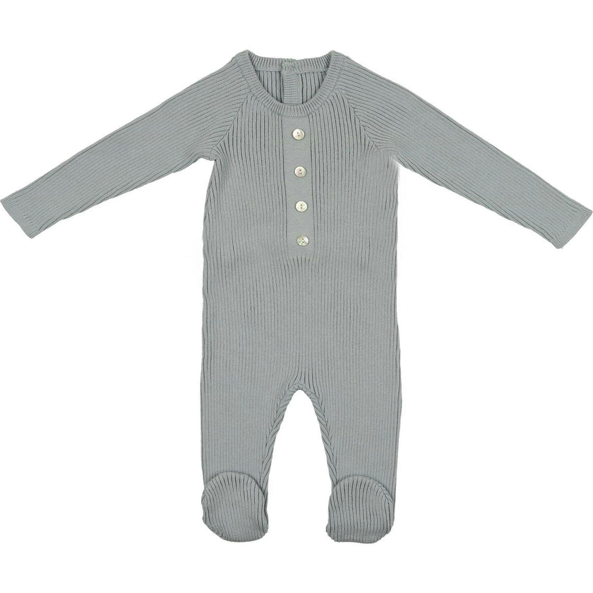 Button Knit Long Sleeve Footie