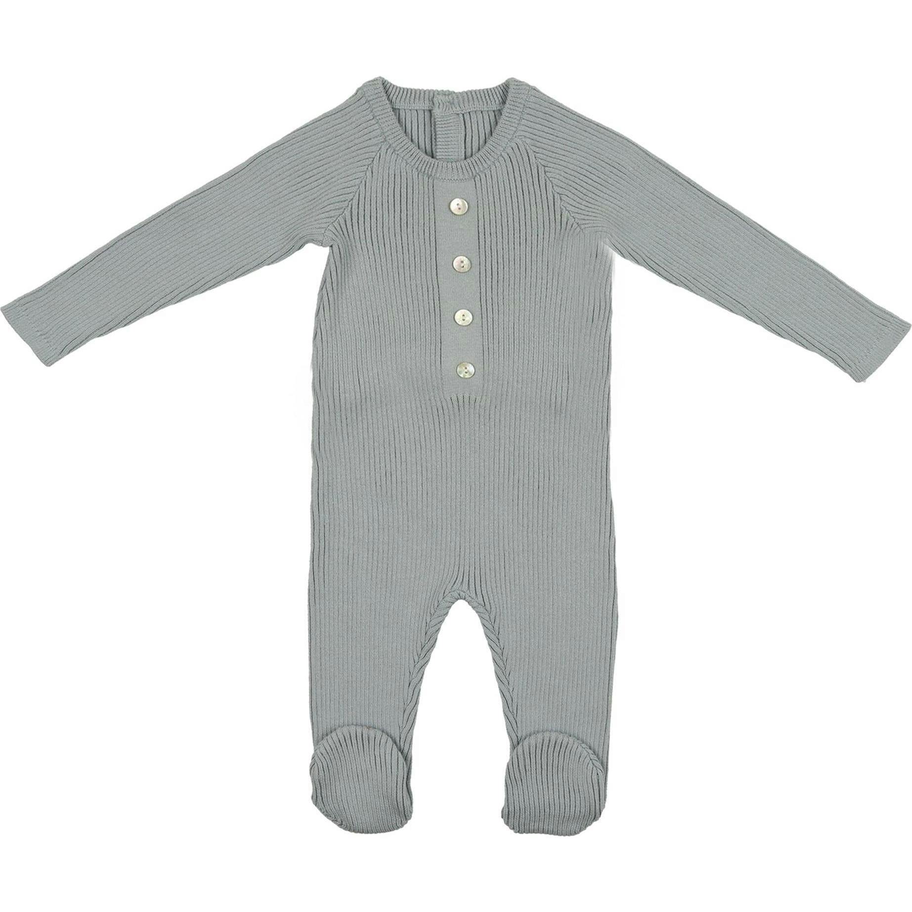 Button Knit Long Sleeve Footie