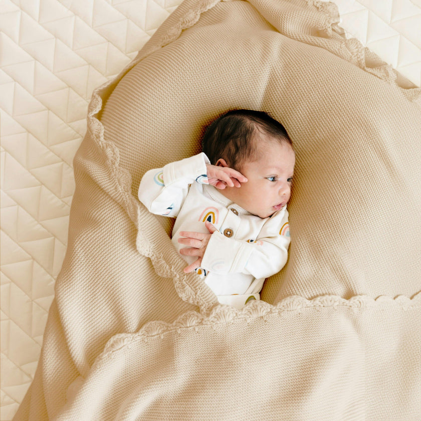 Organic Cotton Scalloped Baby Blanket