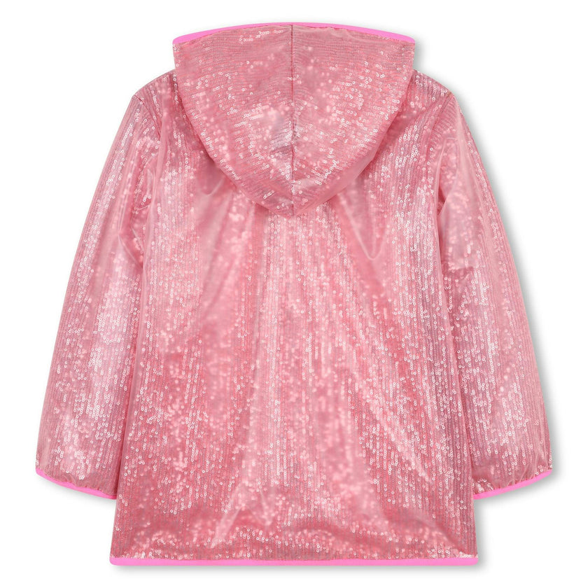 Transparent waxed jacket decorated with sequins
