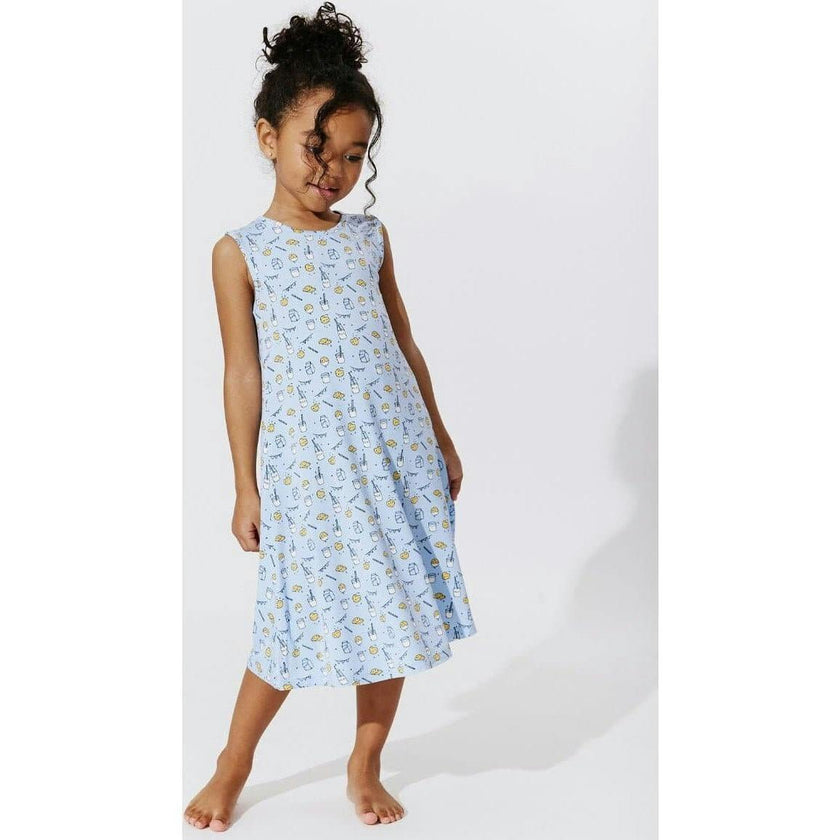 Milk & Cookies Blue Bamboo Girls' Sleeveless Dress