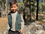 FISHER green padded vest with cord trim