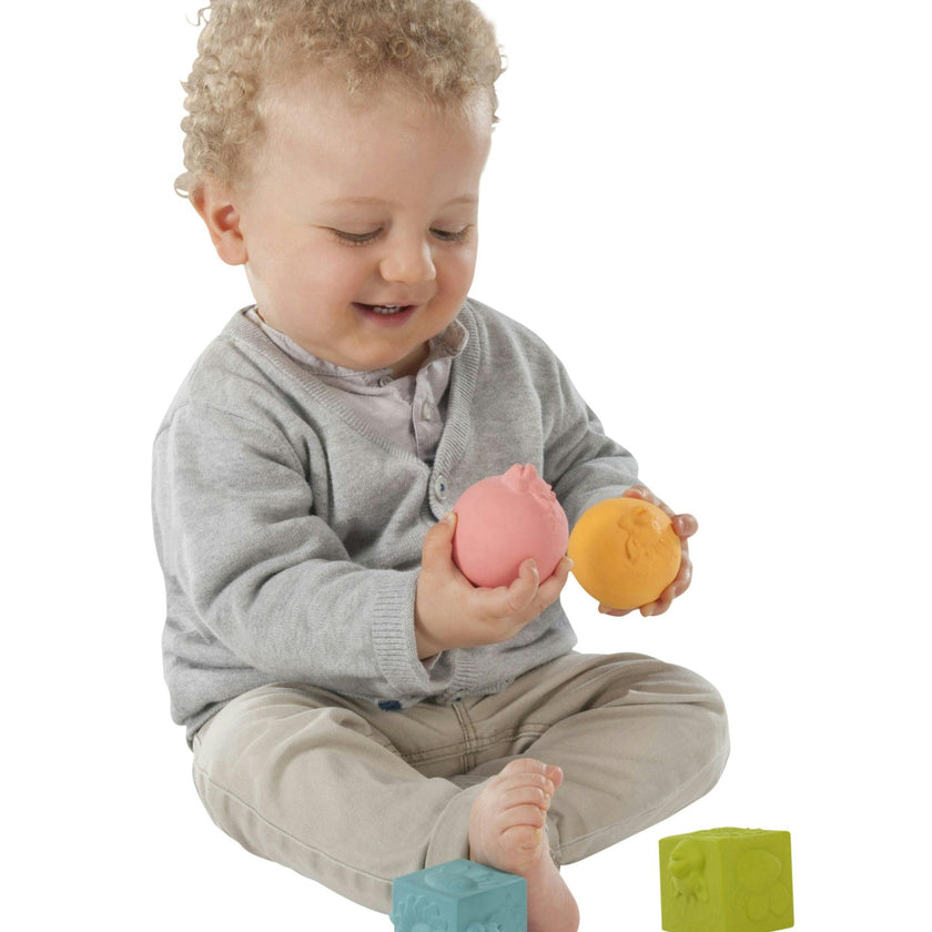 So’Pure Natural Rubber Cube & Ball Teether Set