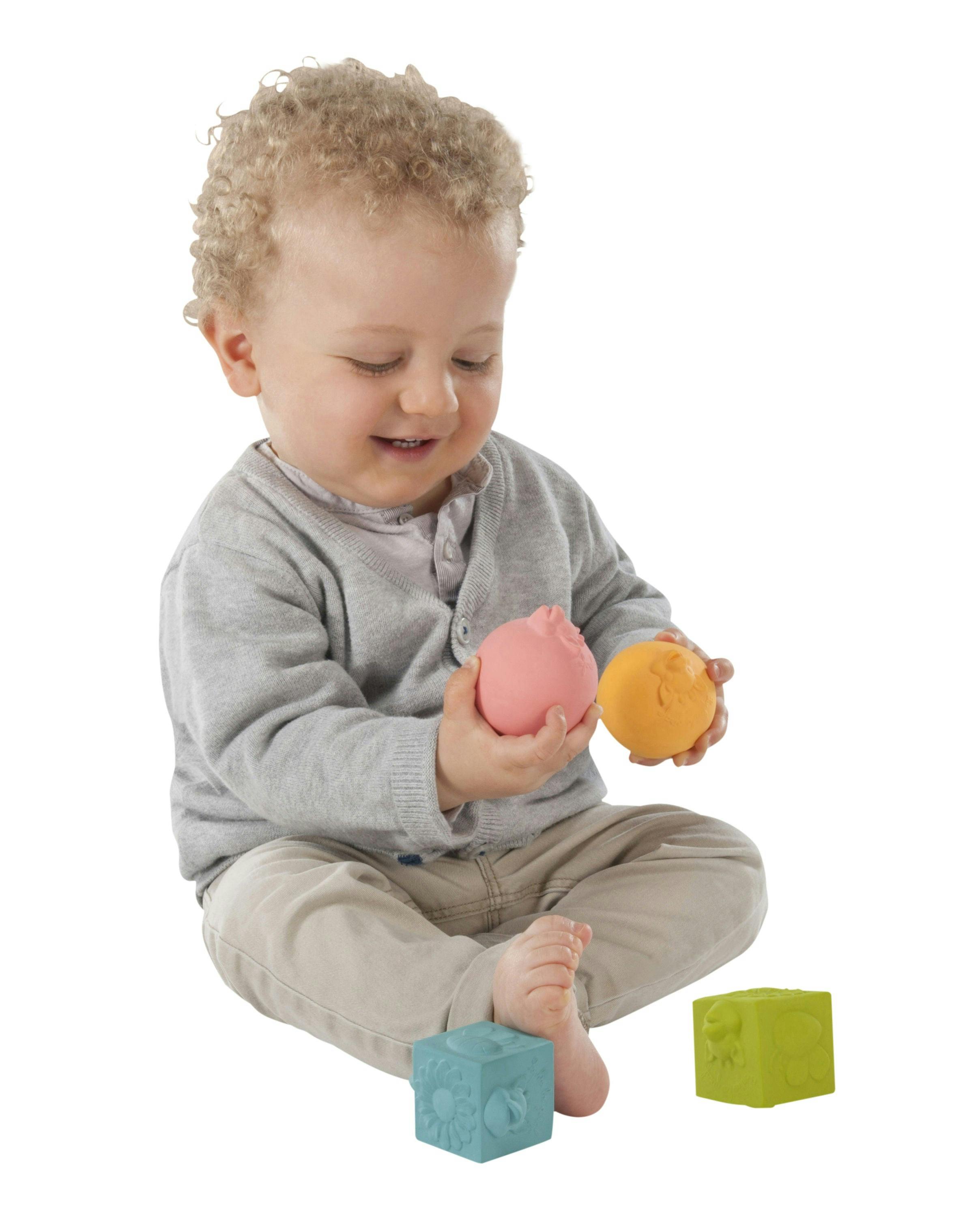 So’Pure Natural Rubber Cube & Ball Teether Set