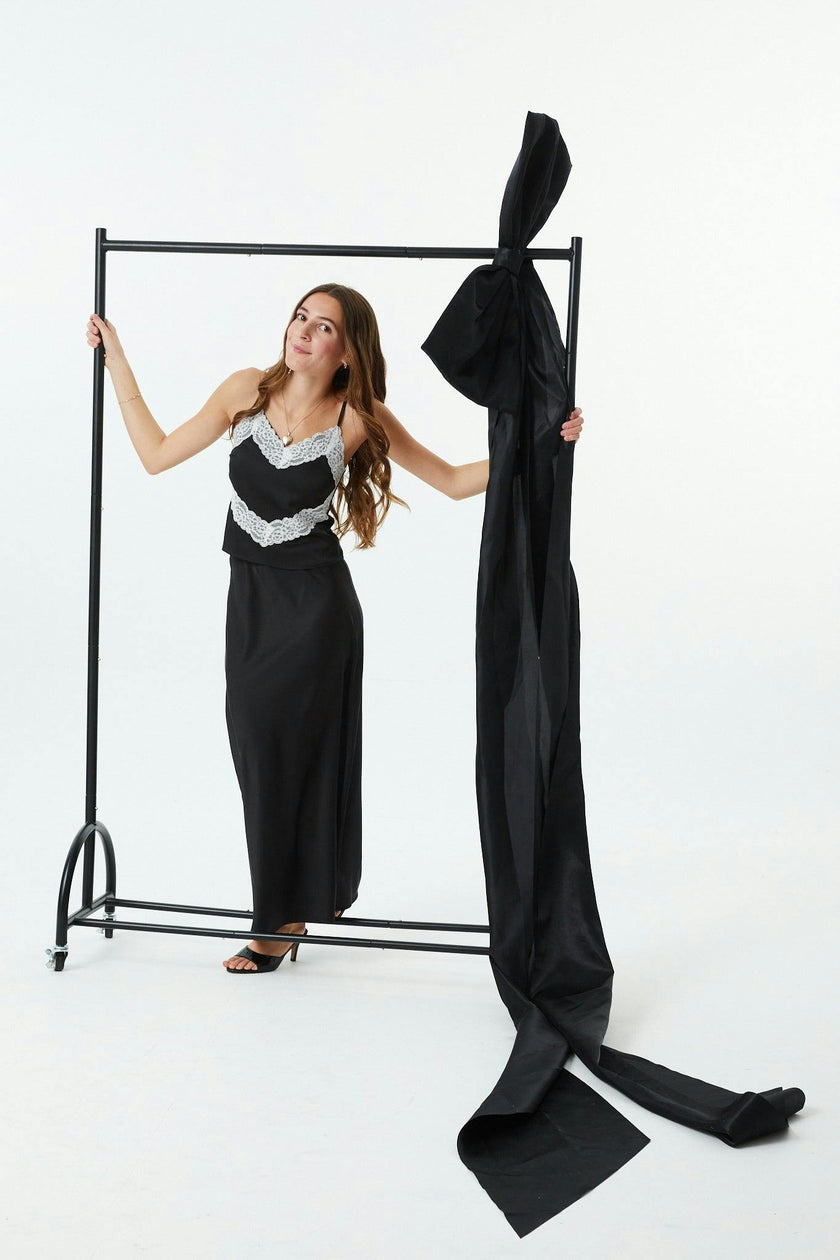 Joey Black Satin Maxi Skirt