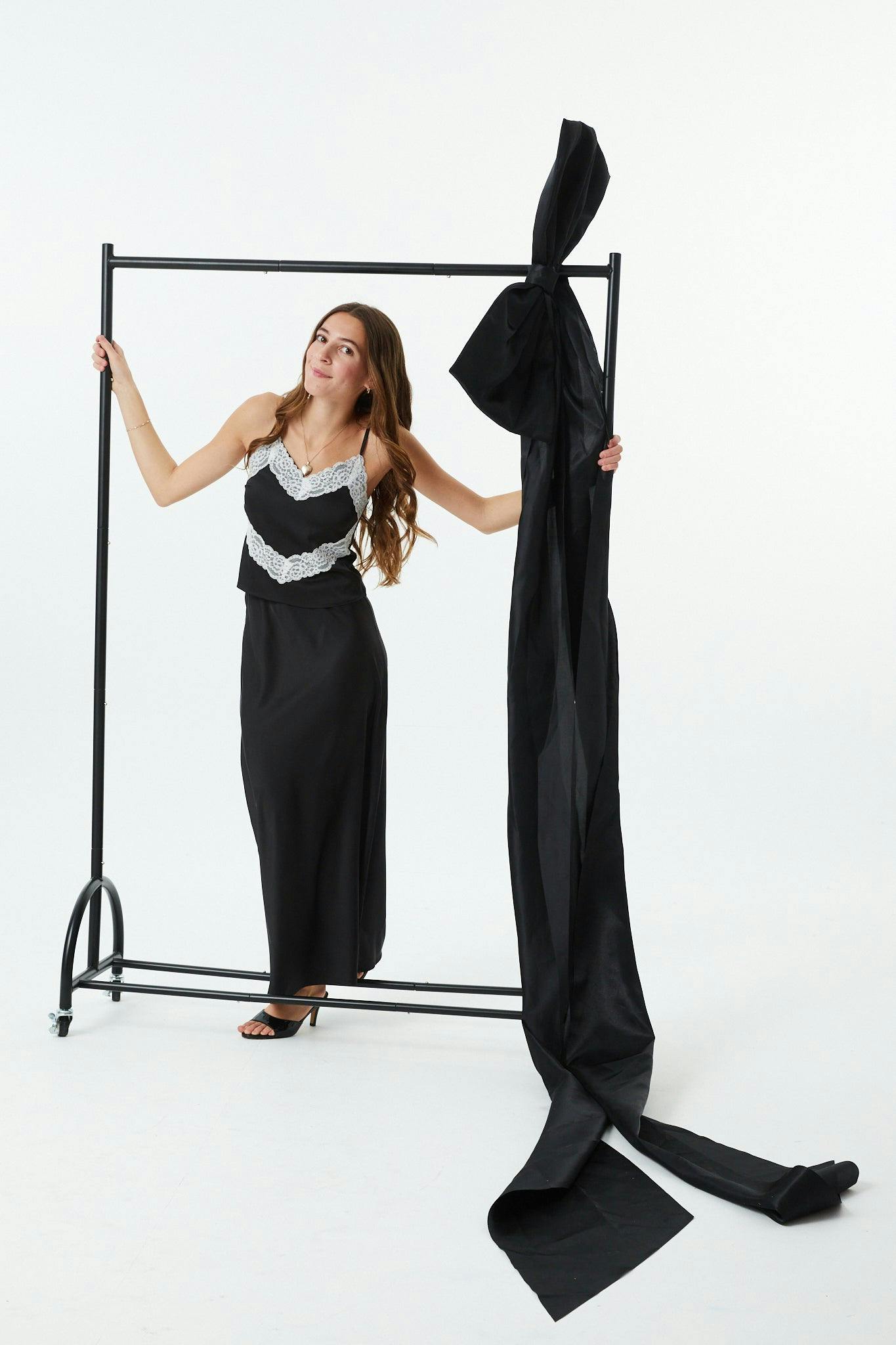 Joey Black Satin Maxi Skirt