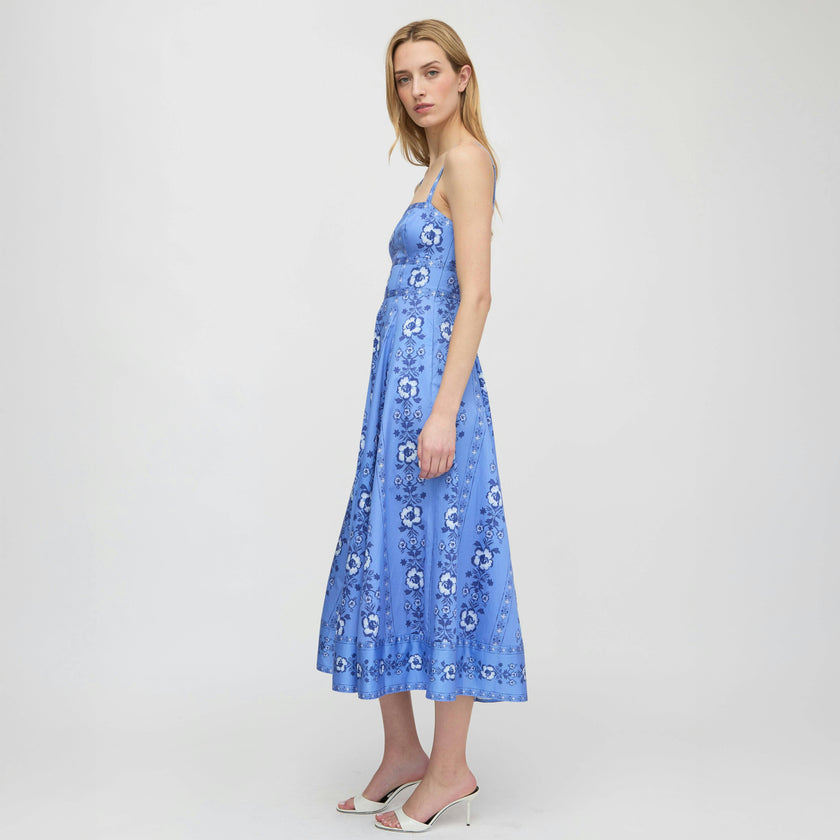The Margot Dress - Blue Arcadia Border