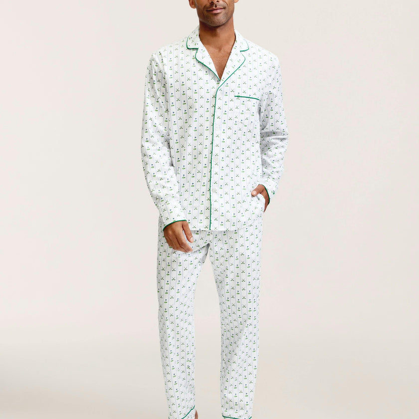 Men's Twill Pajama Set in Fairway Stripe