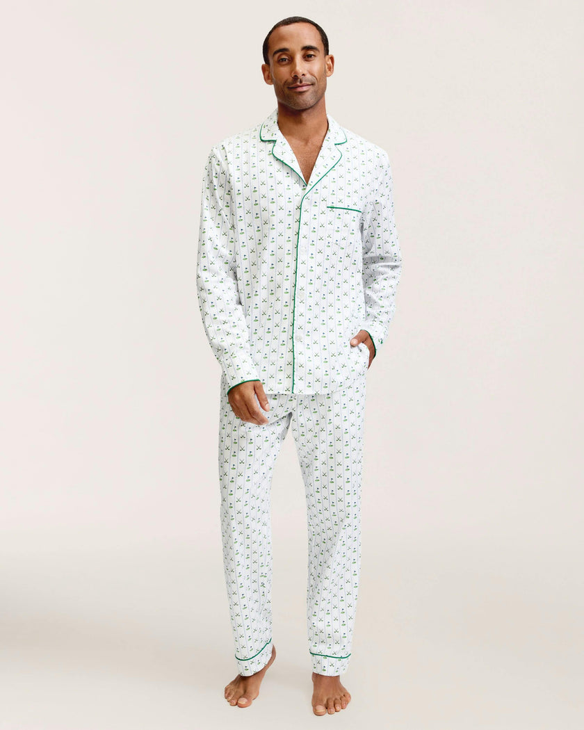 Men's Twill Pajama Set in Fairway Stripe