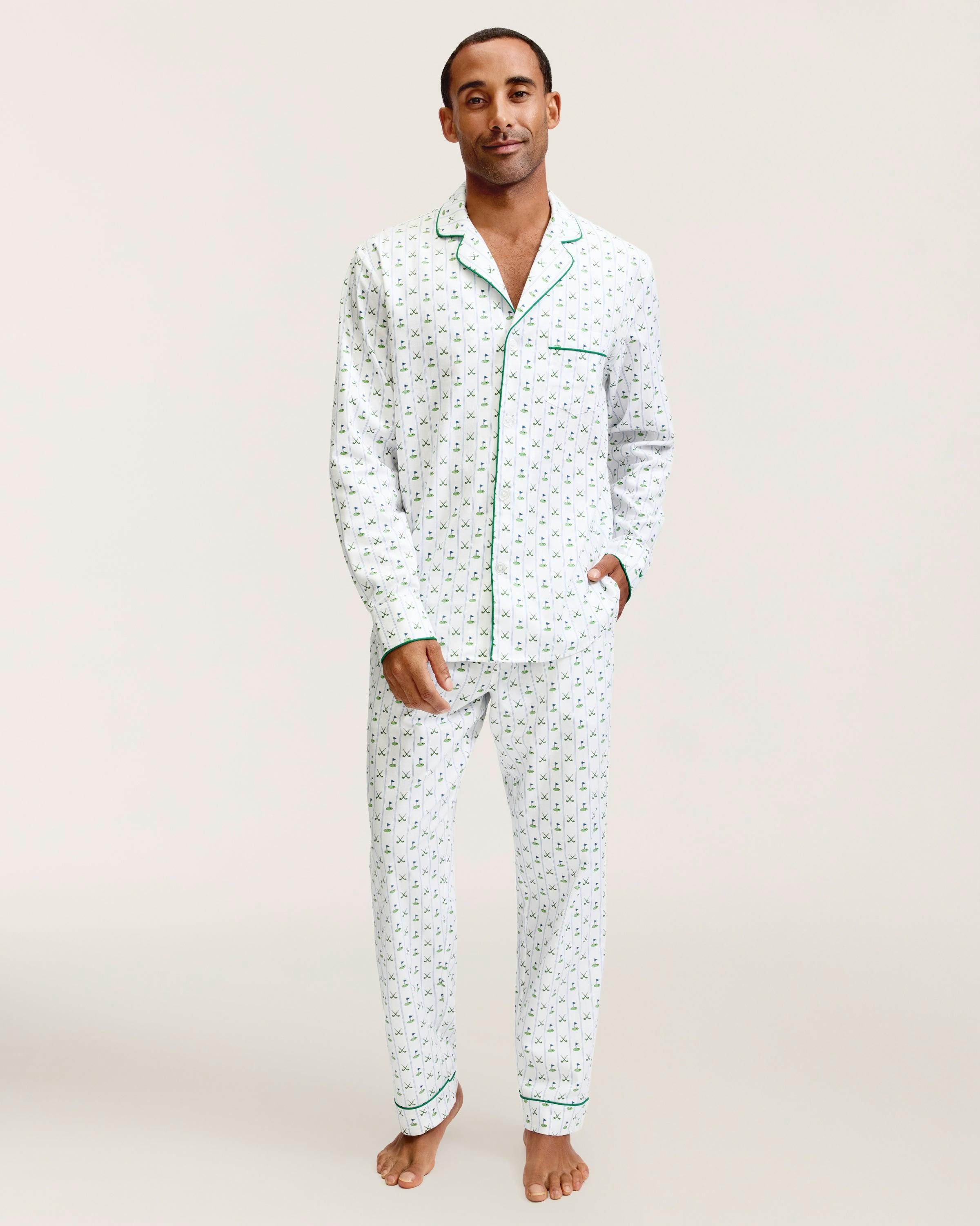 Men's Twill Pajama Set in Fairway Stripe