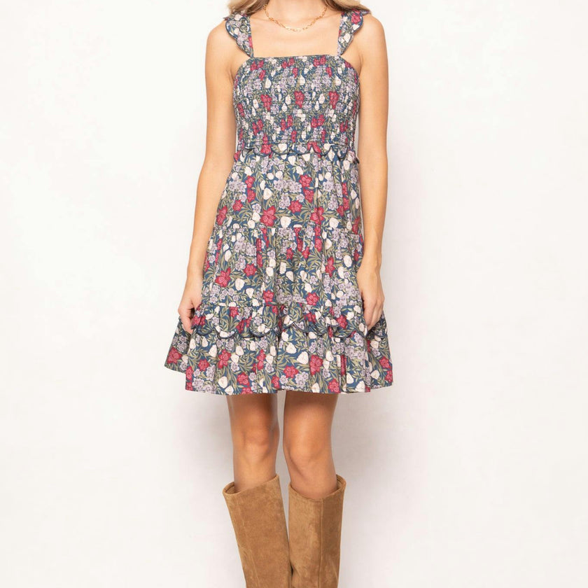 Blossom Dress in Navy Meadow