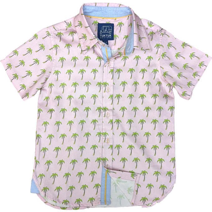 Pink Palms Shirt in Short Sleeves