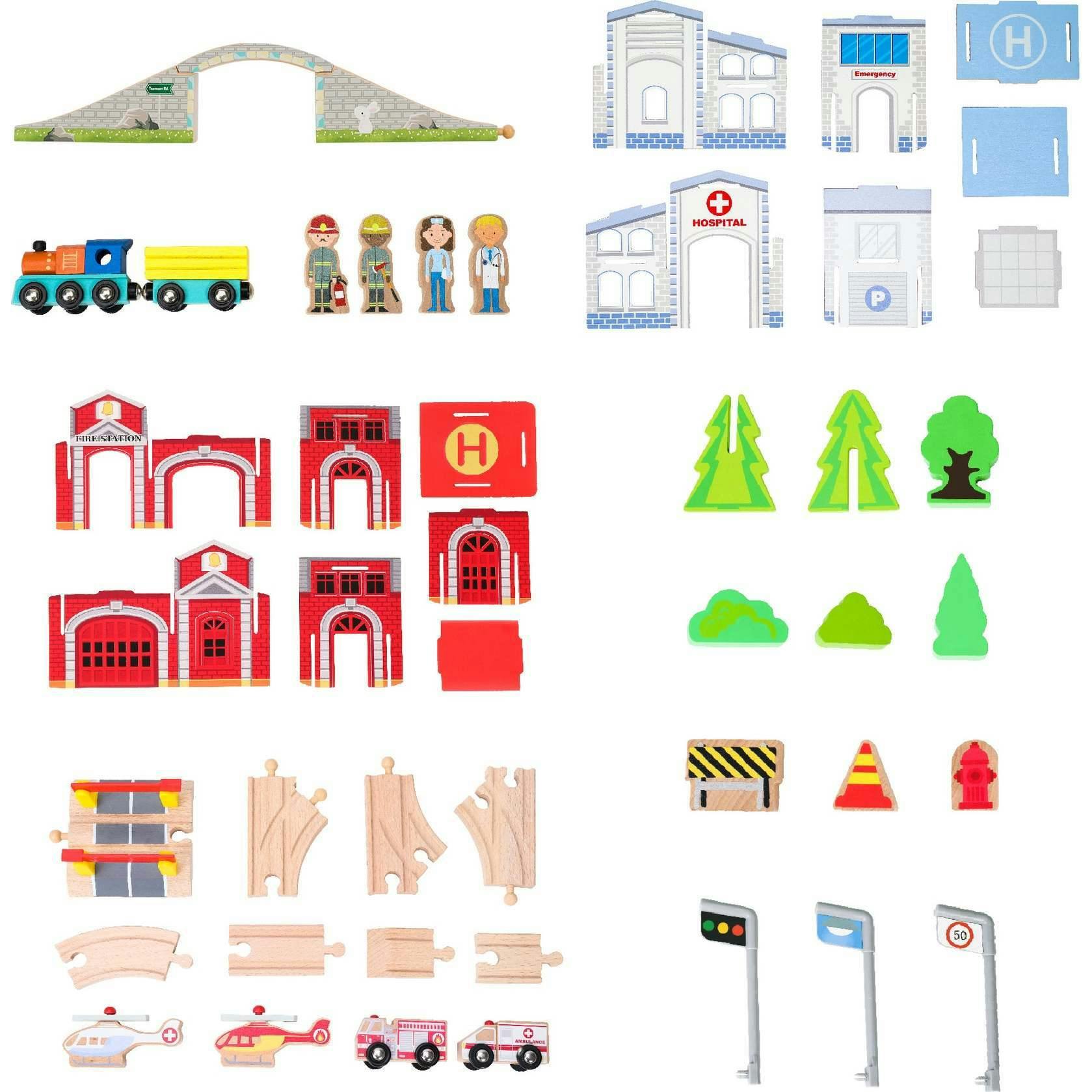 Preschool Play Lab Kids 85-pc. Wooden Train Table Play Set
