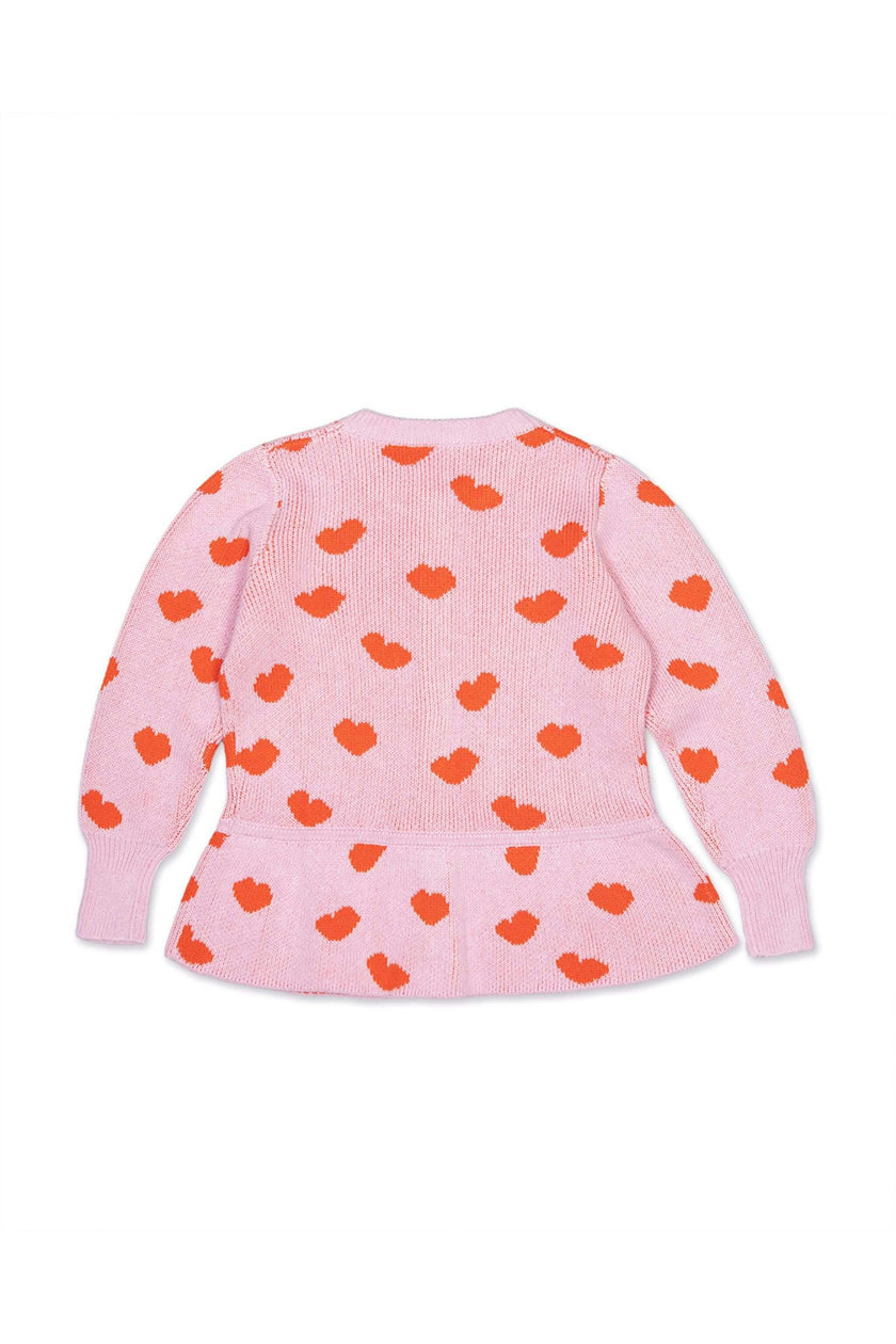 Love Hearts Peplum Cardigan | Bubble Gum