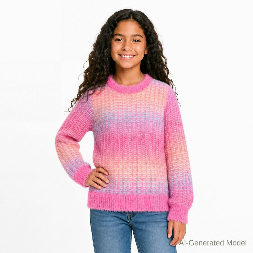 Tween Girls OmbrÃ© Eyelash Sweater | Pink Multi
