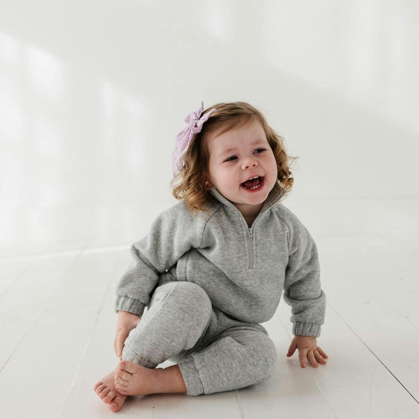 Fleece Zip Set Heather Gray