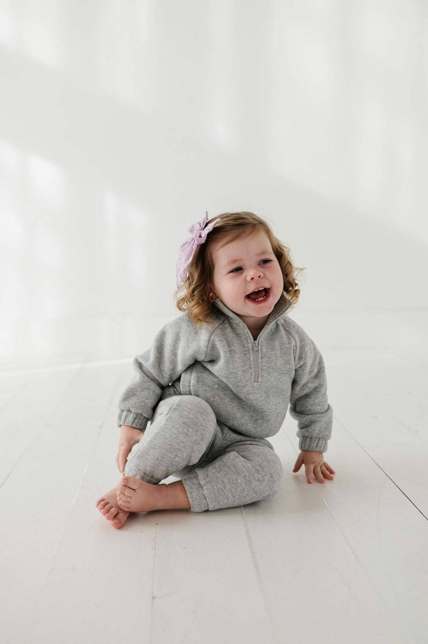 Fleece Zip Set Heather Gray