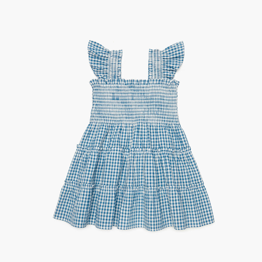 The Tiny Ellie Nap Dress - Lagoon Gingham