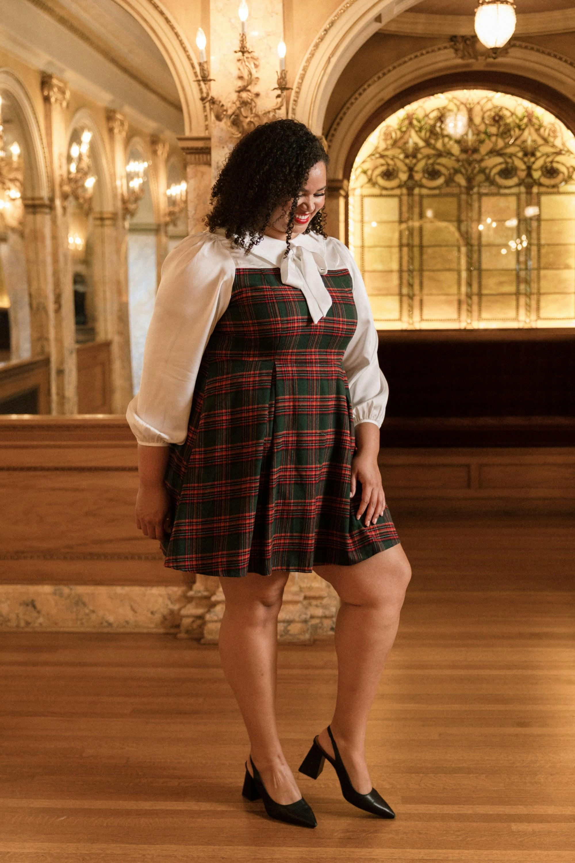 Tawny Dress in Evergreen Plaid