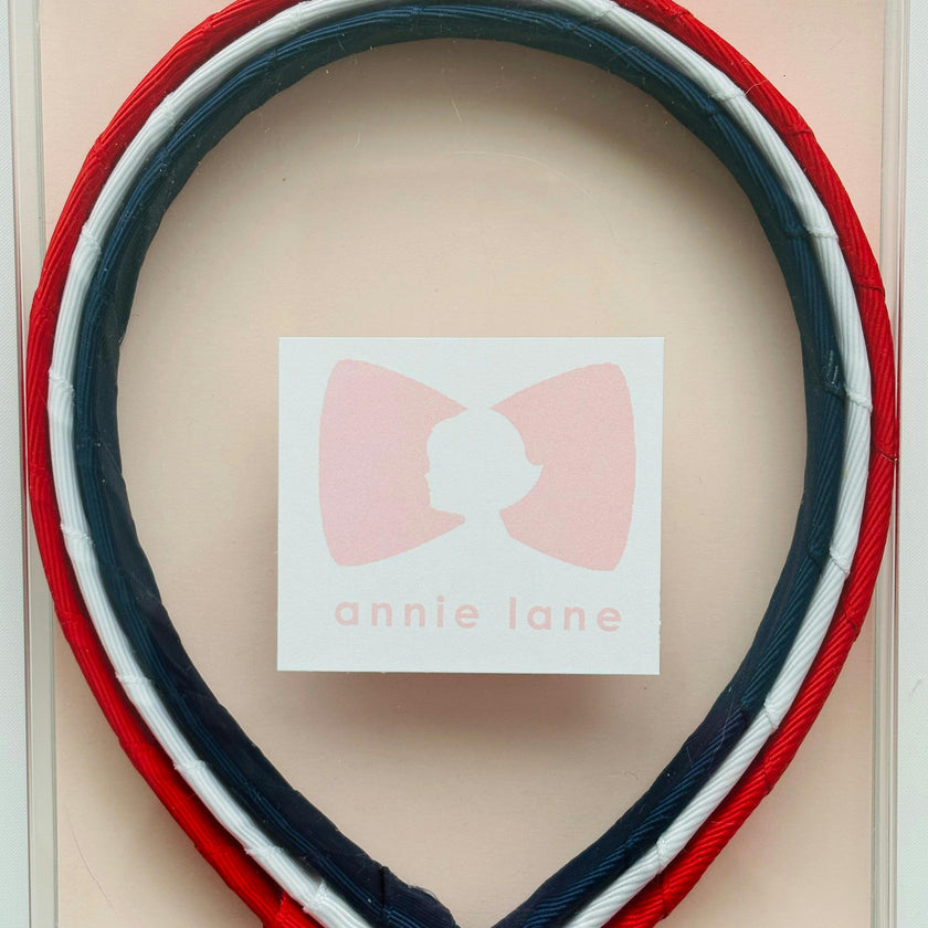Set of three headbands - red, white and blue