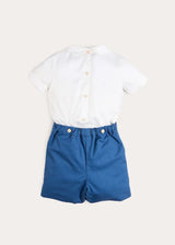 The Matthew Hand Embroidered Openwork Two Piece Set in Navy (18mths-6yrs)