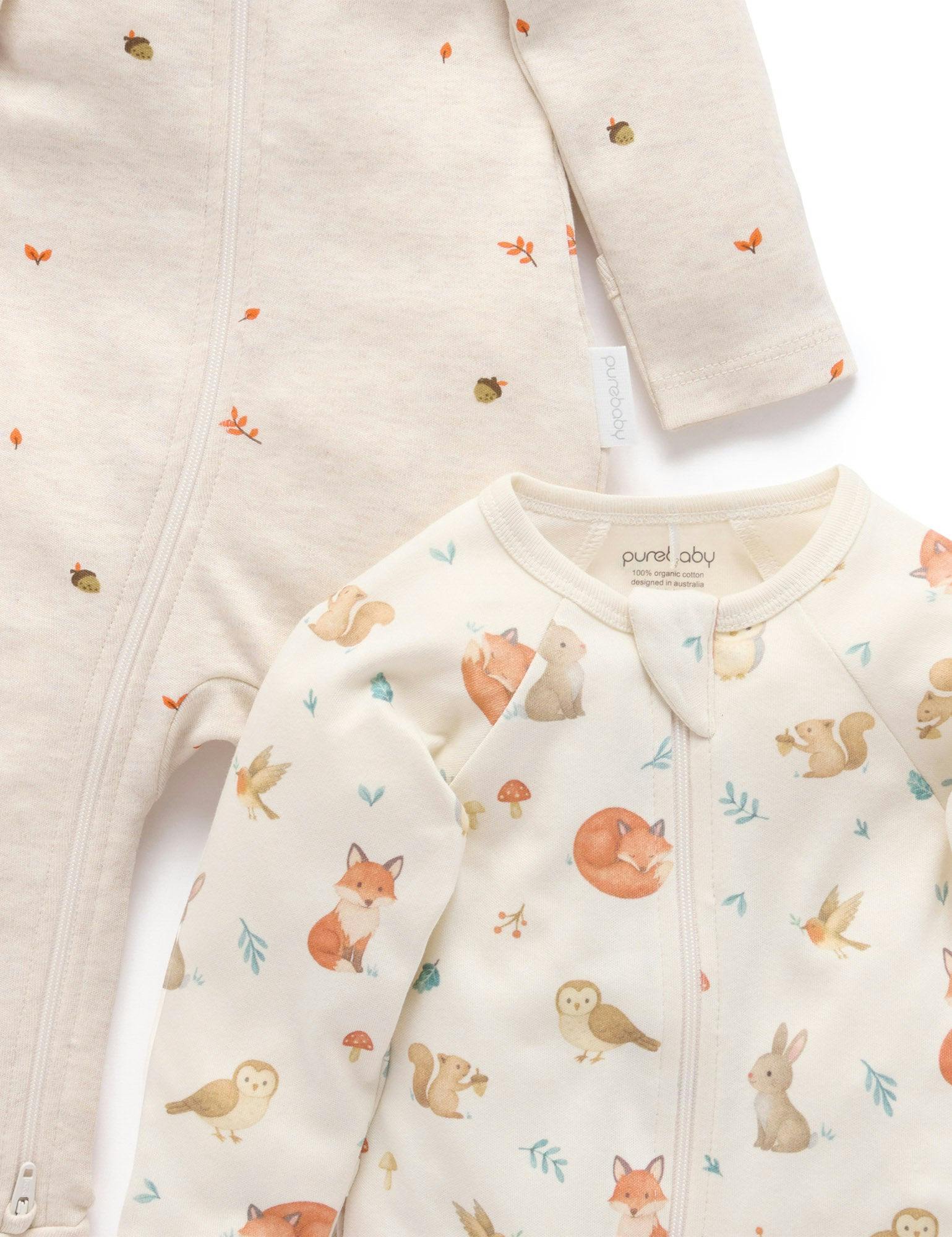 Printed Zip Growsuit Pack Cloud Woodland Print