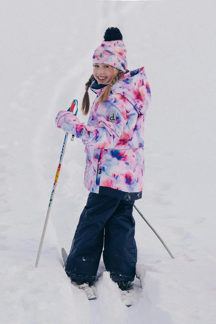 Two Piece Play Snowsuit Mauve Watercolor Floral Print With Navy Pants