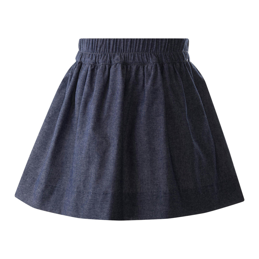 Chambray Elastic Waist Pull-On Skirt