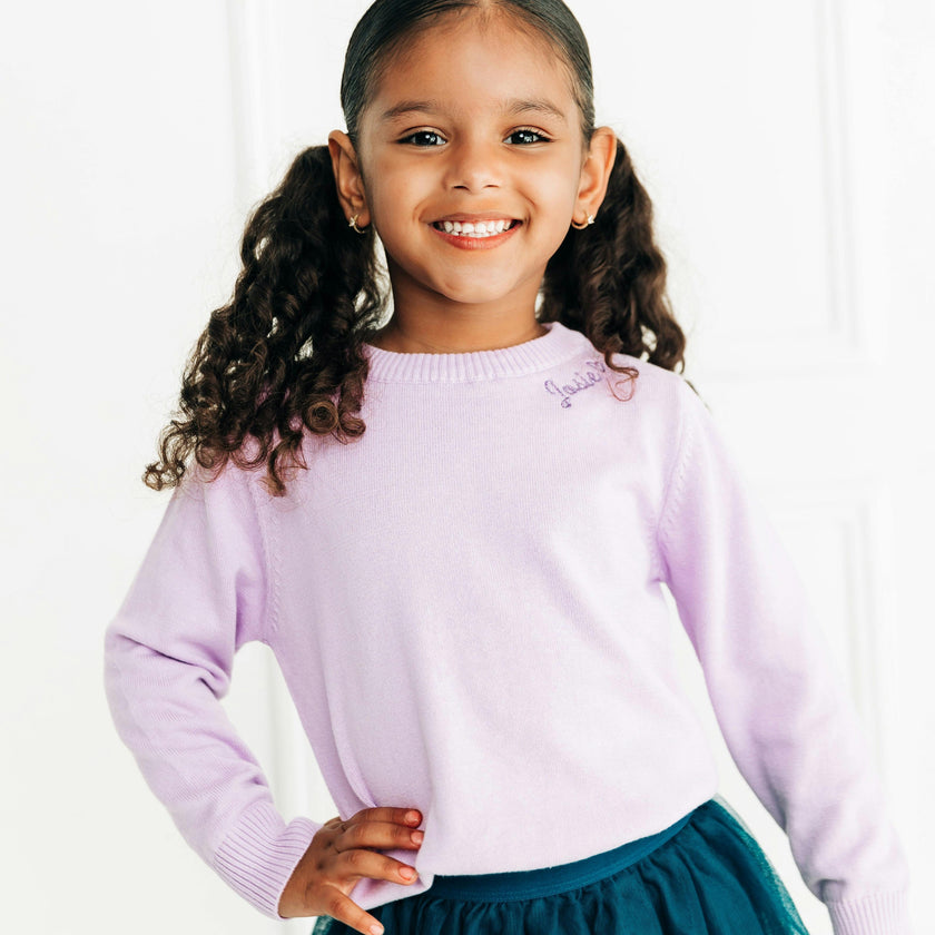 Monogram Embroidered Crewneck Sweater with Glitter