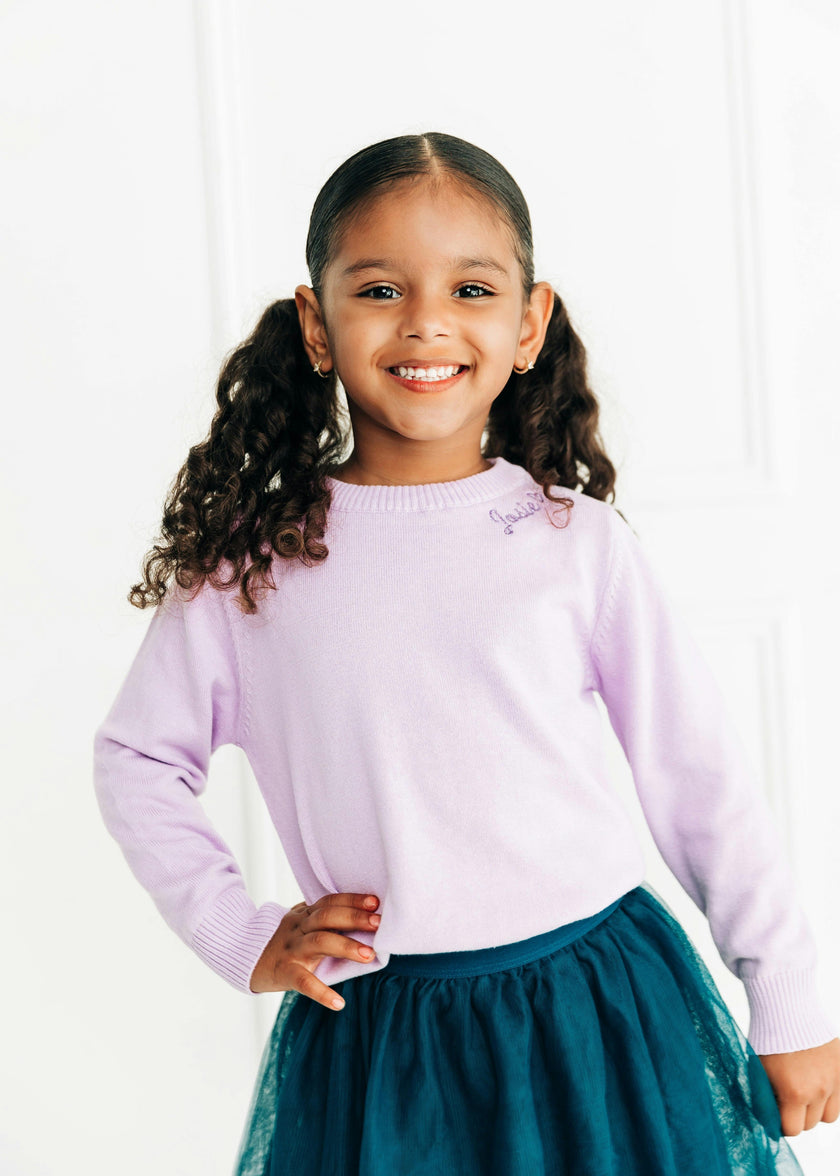 Monogram Embroidered Crewneck Sweater with Glitter