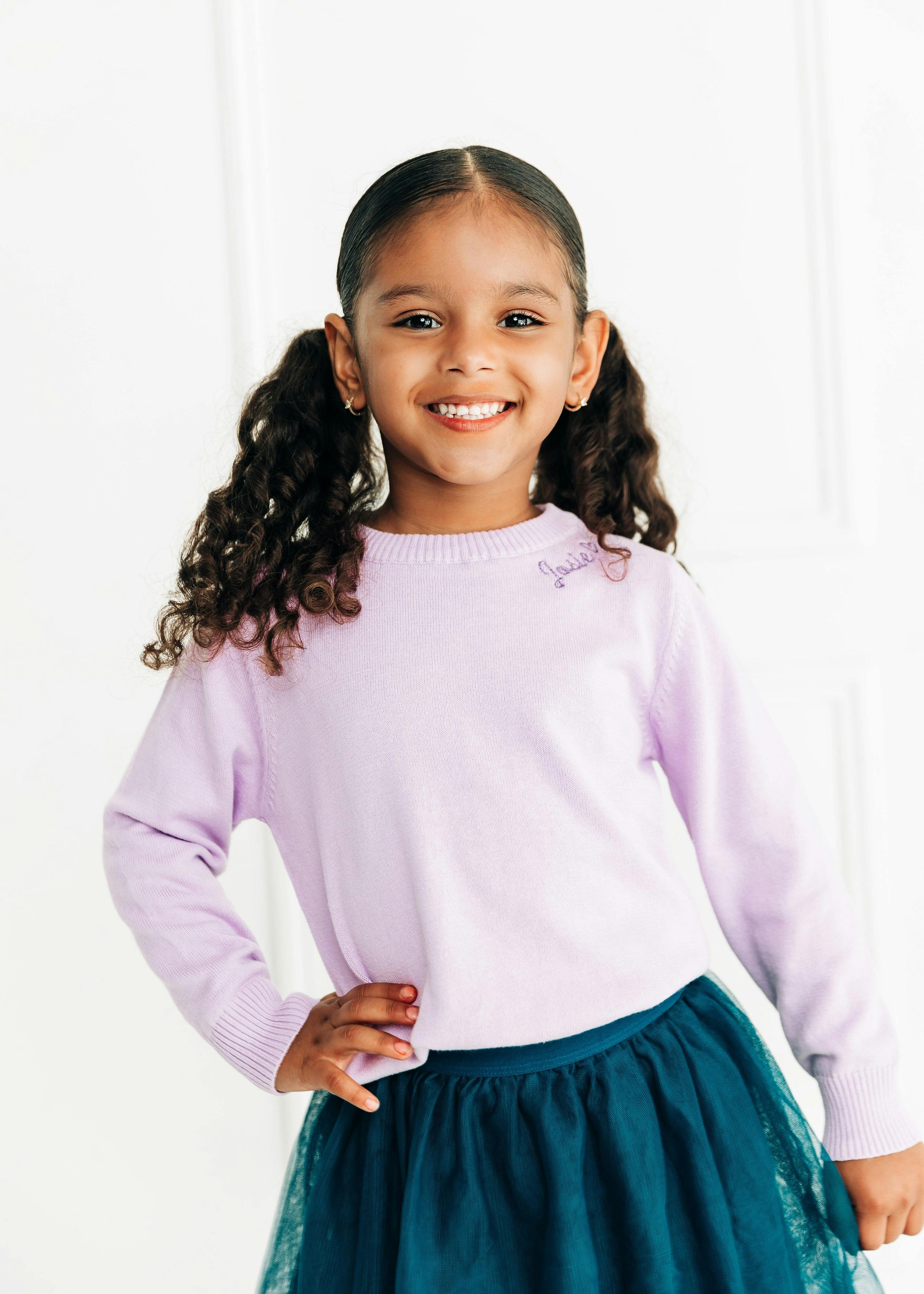 Monogram Embroidered Crewneck Sweater with Glitter