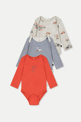 Three Pack Organic Cotton Onesie Beige Printed Airplanes