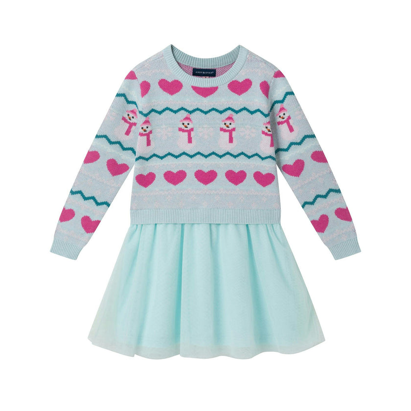 Girls Sweater Dress | Snowmen & Hearts