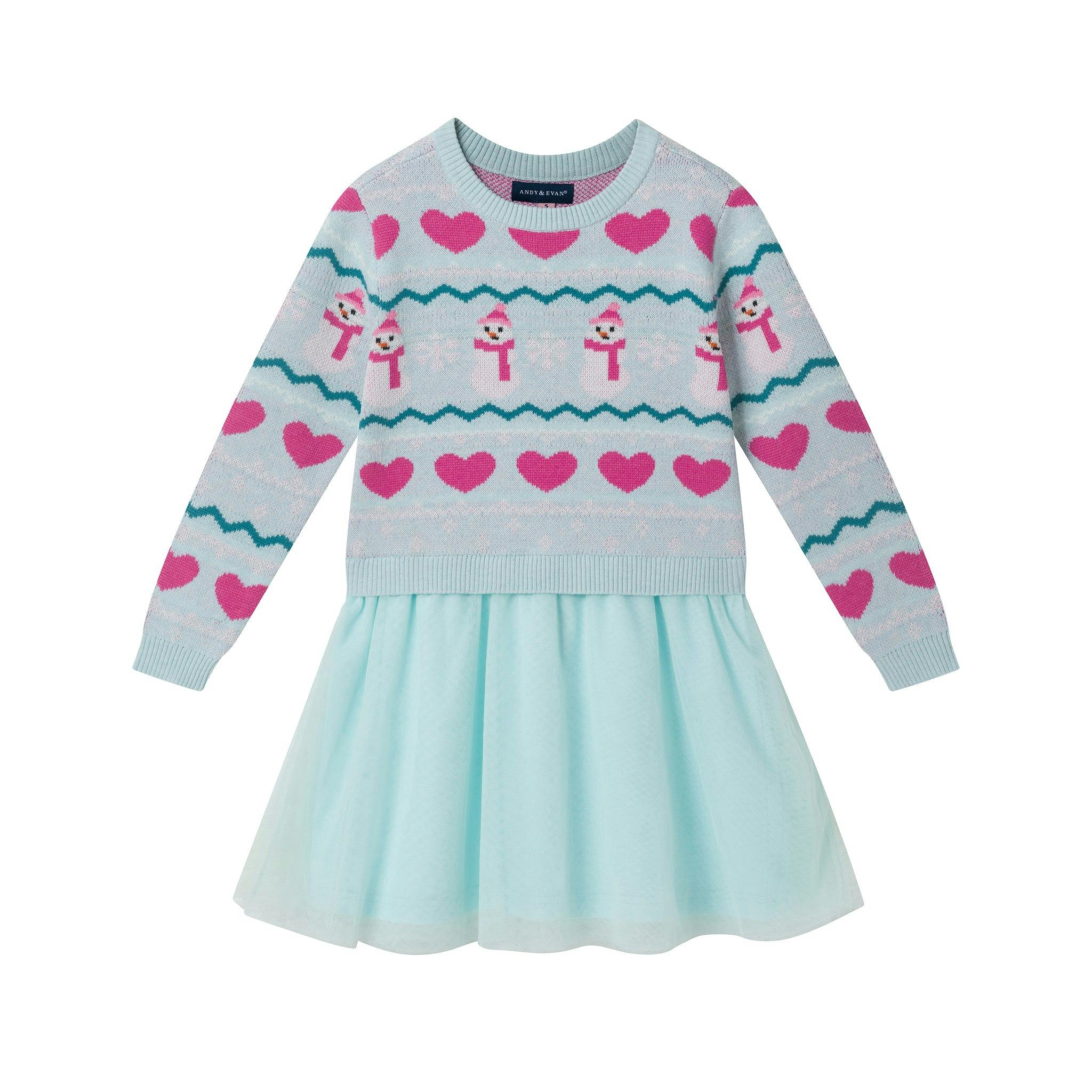 Girls Sweater Dress | Snowmen & Hearts