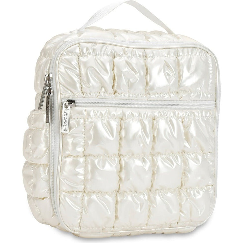 Pearl White Shiny Puffer Lunch Tote