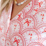 Candy Cane Scallop Christmas Women's Two-Piece Set