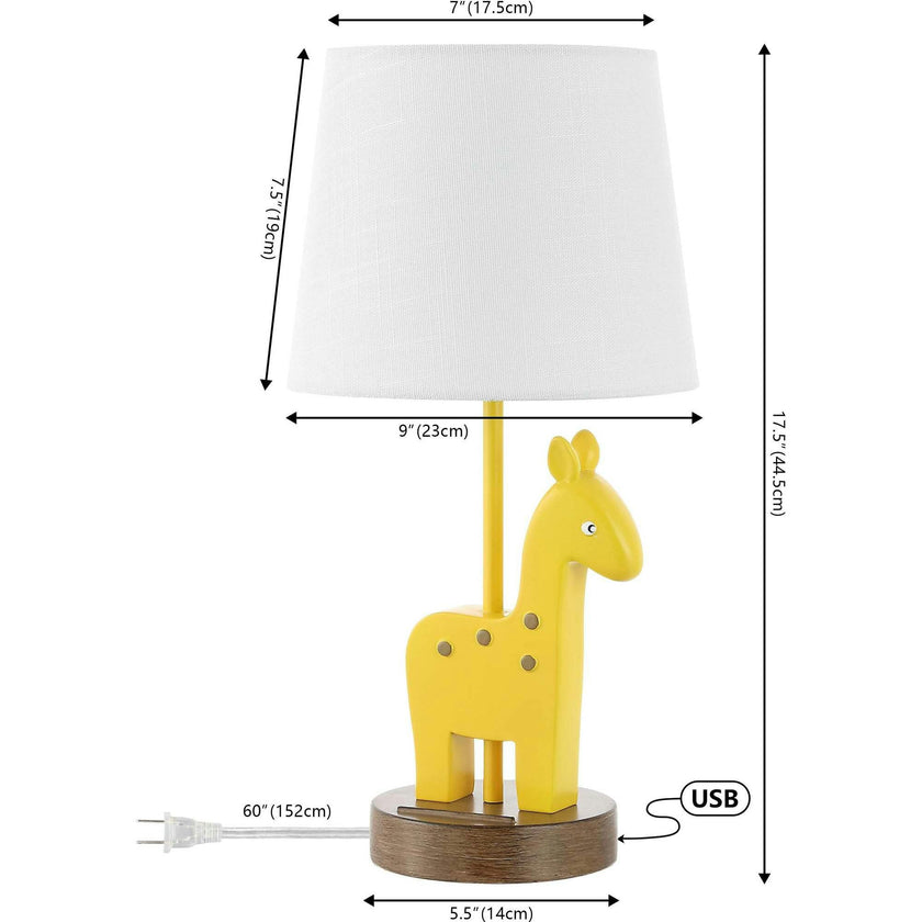 Sahara 17.5" Mid-Century Vintage Iron/Resin LED Kids' Table Lamp with Phone Stand and USB Charging Port
