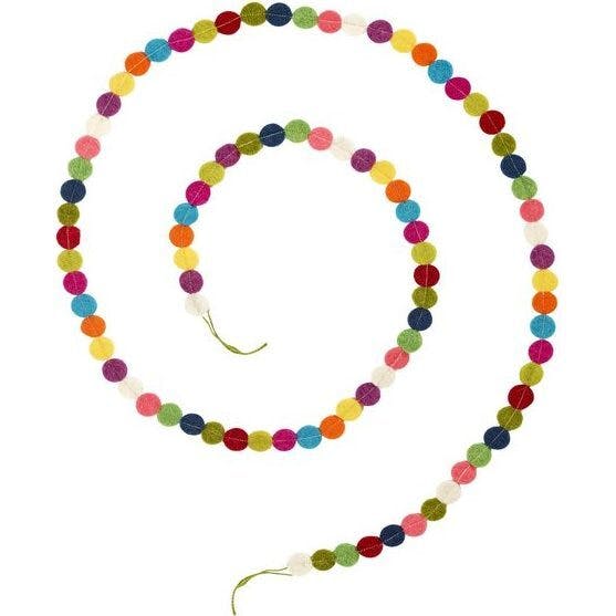 Hand Felted Wool Christmas Garland and Bunting - Multicolor Dots - 6' Arcadia Home