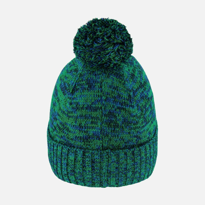 Lined Knit Pompom Hat Green And Blue