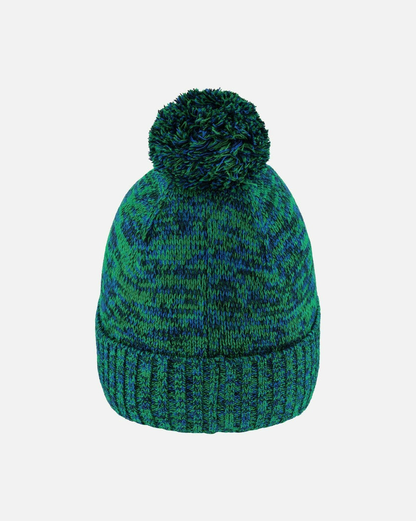 Lined Knit Pompom Hat Green And Blue