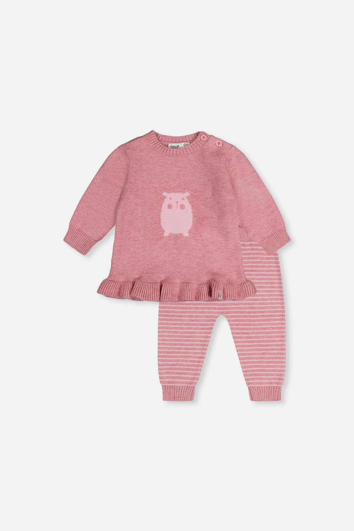 Knitted Top And Pants Set Dusty Pink