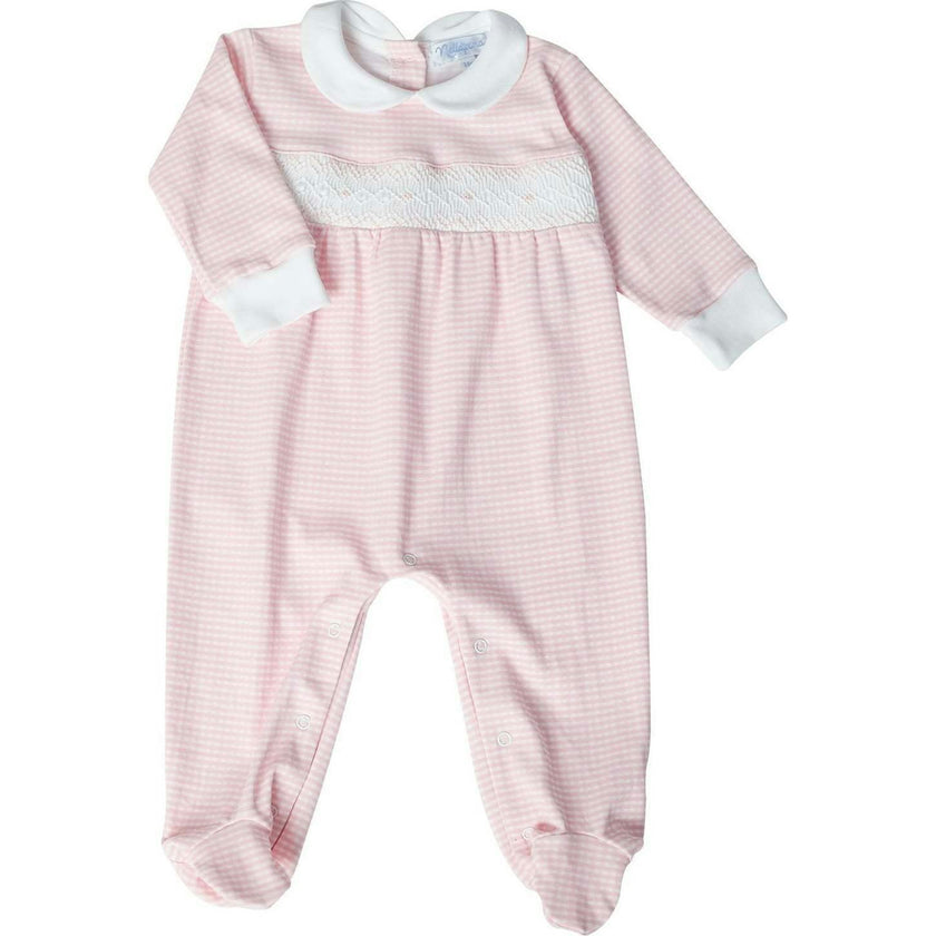 Blue Gingham Smocked Footie