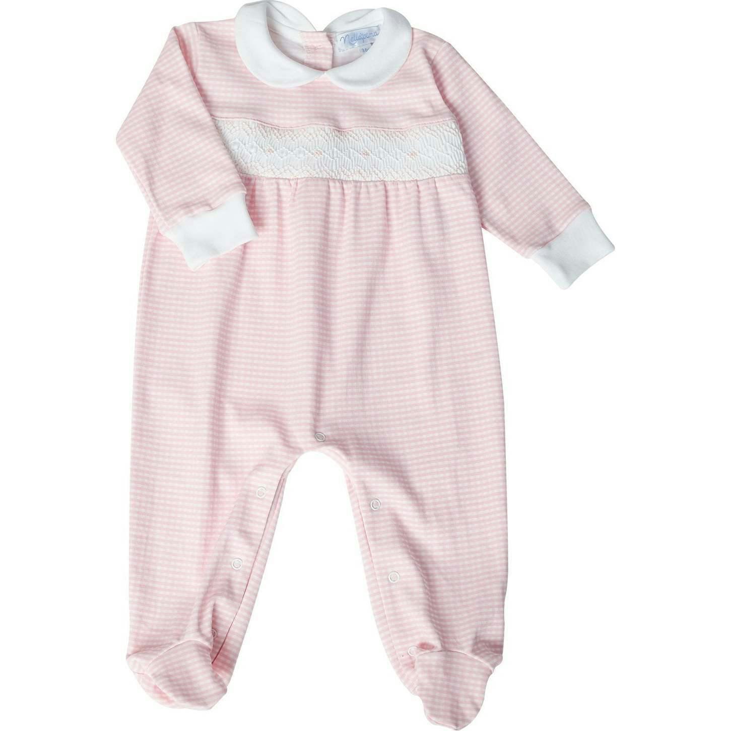 Pink Gingham Smocked Footie
