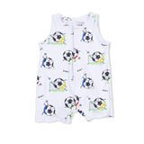 Soccer Balls Playing Soccer  Blue - Sleeveless Shortie Romper